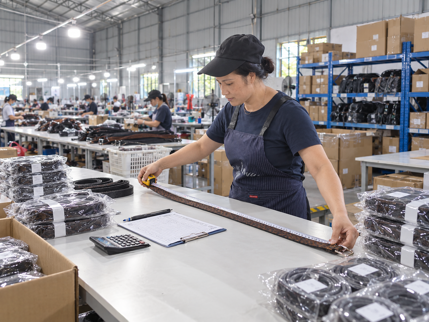 Belt quality inspection and measurement before packing